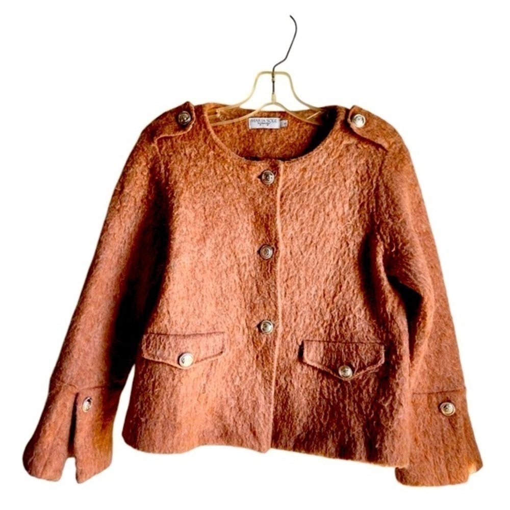 Maria Sole Made in Italy Boxy Style Blazer Mohair Wool Blend Size Small Classic